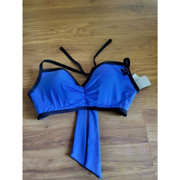 Women's‎ Kenneth Cole Reaction NWT Bikini Top Black and Blue Size 32D / 34C - Picture 1 of 4